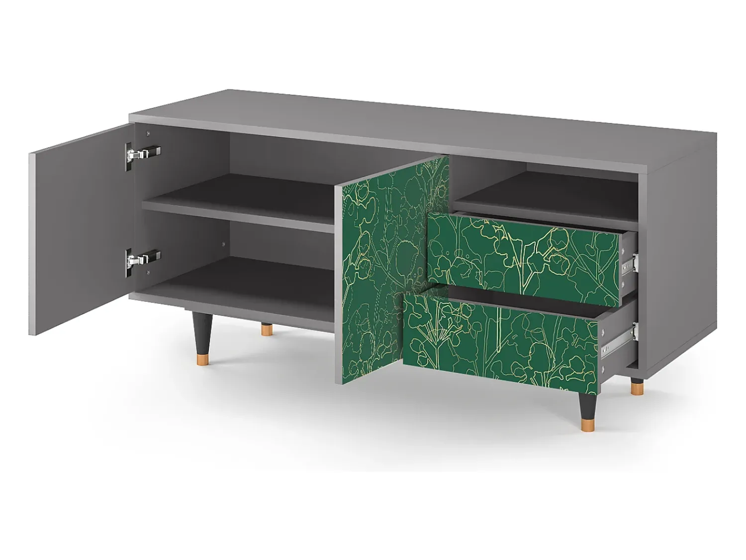 Móvel De Tv| Mueble de TV - 125х56х41 cm - T7 - Emerald Forest, Cinza Cinzento