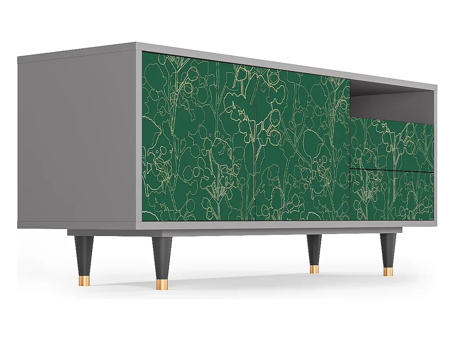 Móvel De Tv| Mueble de TV - 125х56х41 cm - T7 - Emerald Forest, Cinza Cinzento