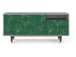 Móvel De Tv| Mueble de TV - 125х56х41 cm - T7 - Emerald Forest, Cinza Cinzento