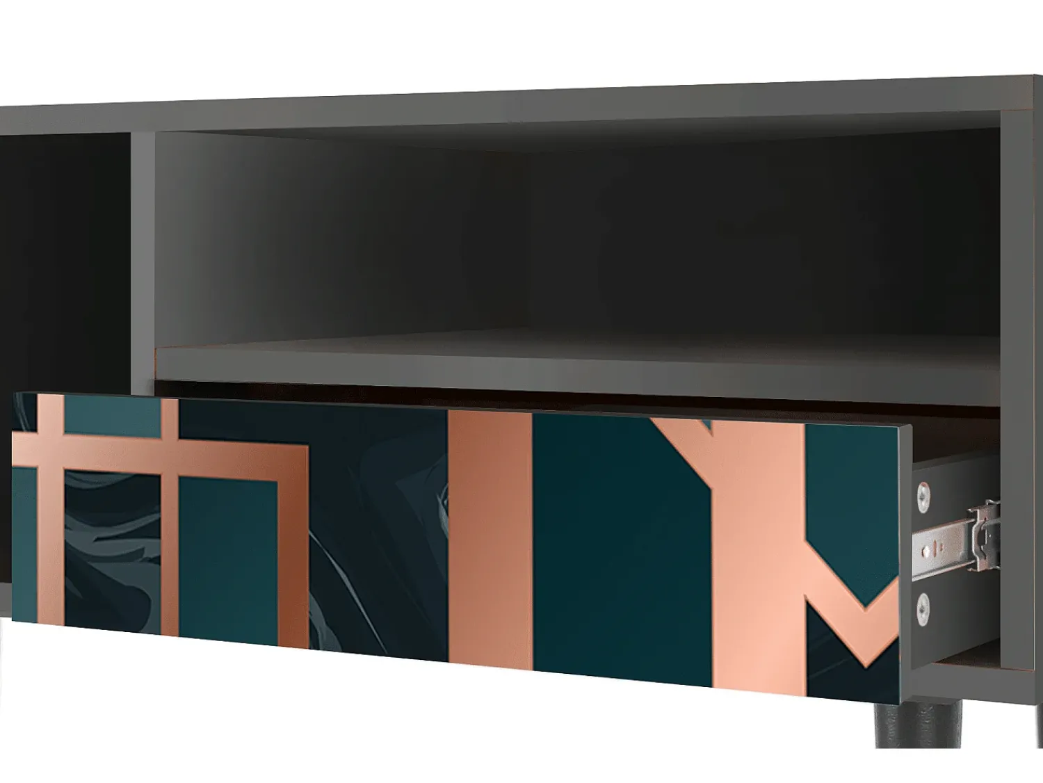 Móvel De Tv* Mueble de TV - 115х59х48 cm - T3 - Emerald Metro, Antracite Cinza antracite