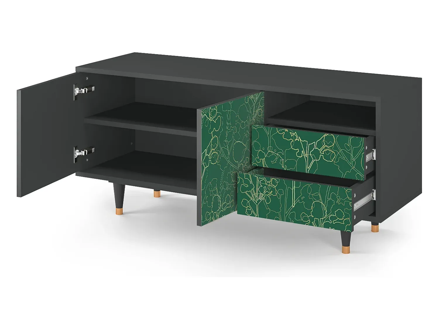 Móvel De Tv| Mueble de TV - 125х56х41 cm - T7 - Emerald Forest, Antracite Cinza antracite