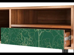 Móvel De Tv* Mueble de TV - 115х59х48 cm - T3 - Emerald Forest, Nogueira Castanho