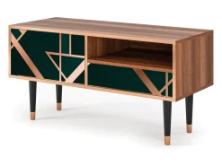 Móvel De Tv| Mueble de TV - 115х59х48 cm - T3 - Emerald Gatsby, Nogueira Castanho