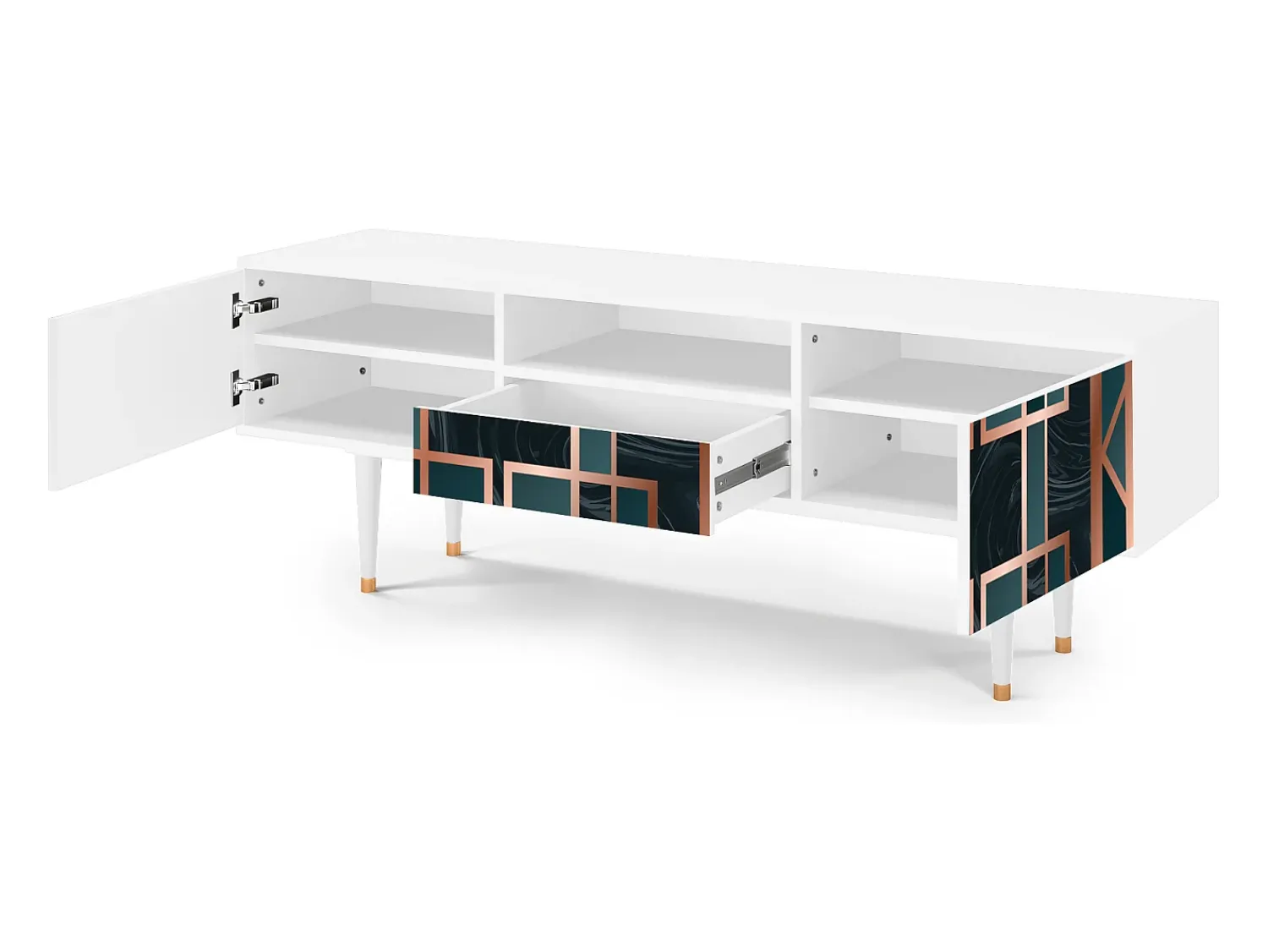 Móvel De Tv| Mueble de TV - 170х59х41 cm - T6 - Emerald Metro, Branco Bege
