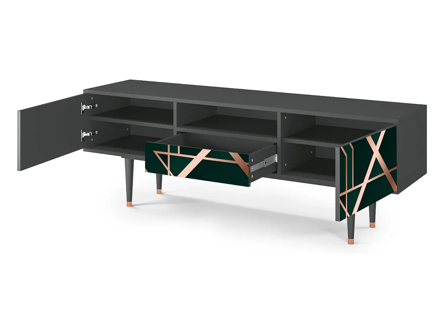 Mueble de TV - 170х59х41 cm - T6 - Emerald Gatsby, Antracite Cinza antracite