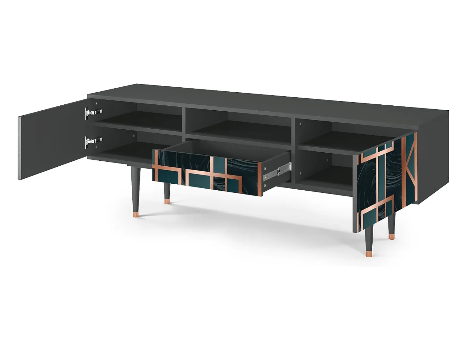 Mueble de TV - 170х59х41 cm - T6 - Emerald Metro, Antracite Cinza antracite