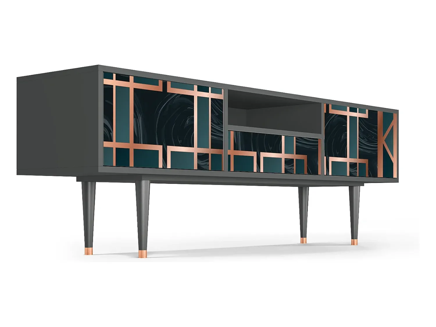 Mueble de TV - 170х59х41 cm - T6 - Emerald Metro, Antracite Cinza antracite