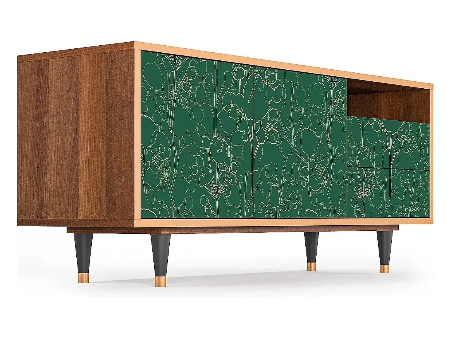 Hot Mueble de TV - 125х56х41 cm - T7 - Emerald Forest, Nogueira Castanho