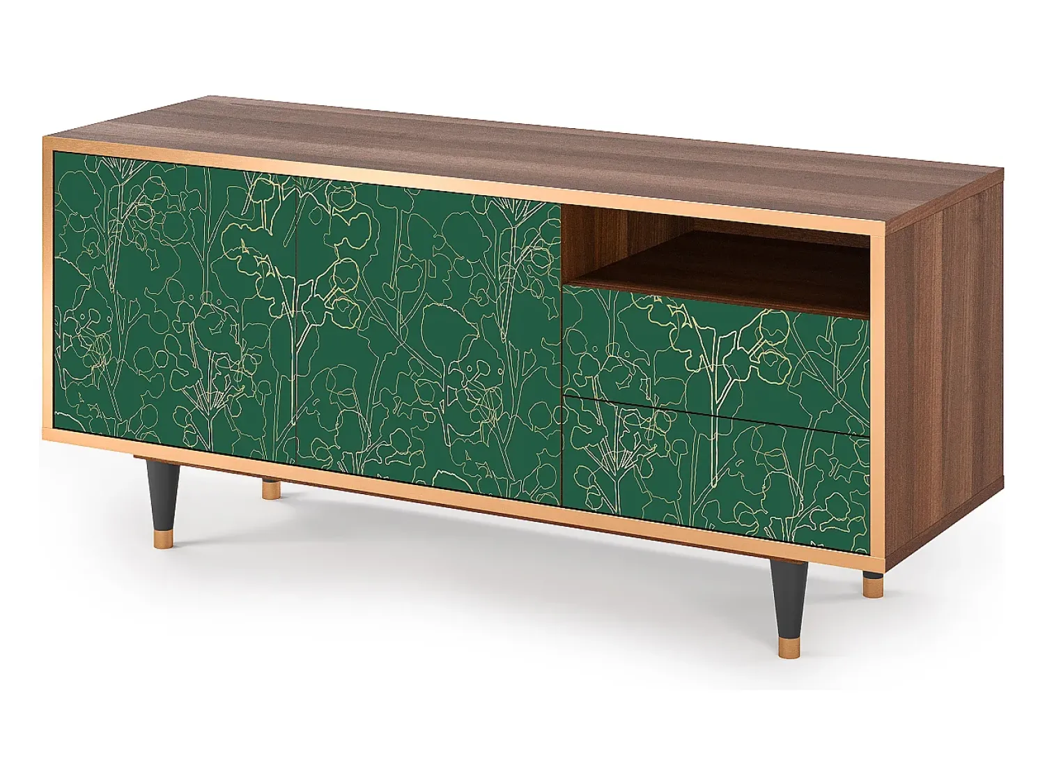 Hot Mueble de TV - 125х56х41 cm - T7 - Emerald Forest, Nogueira Castanho