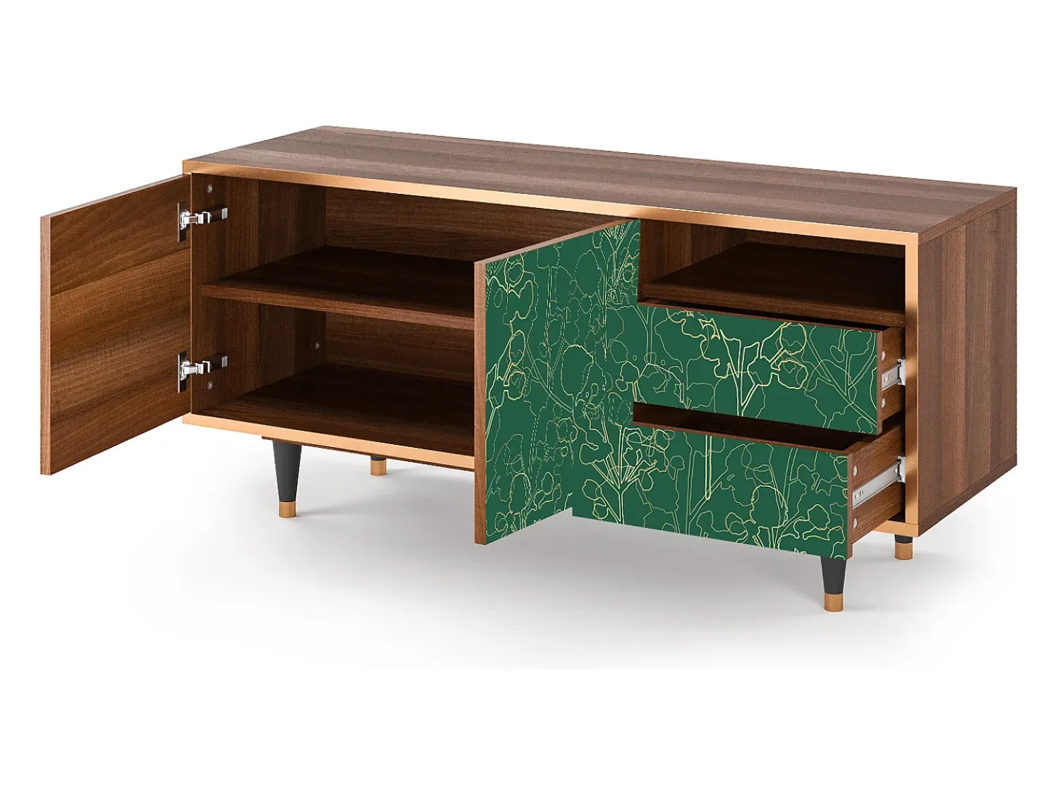 Hot Mueble de TV - 125х56х41 cm - T7 - Emerald Forest, Nogueira Castanho
