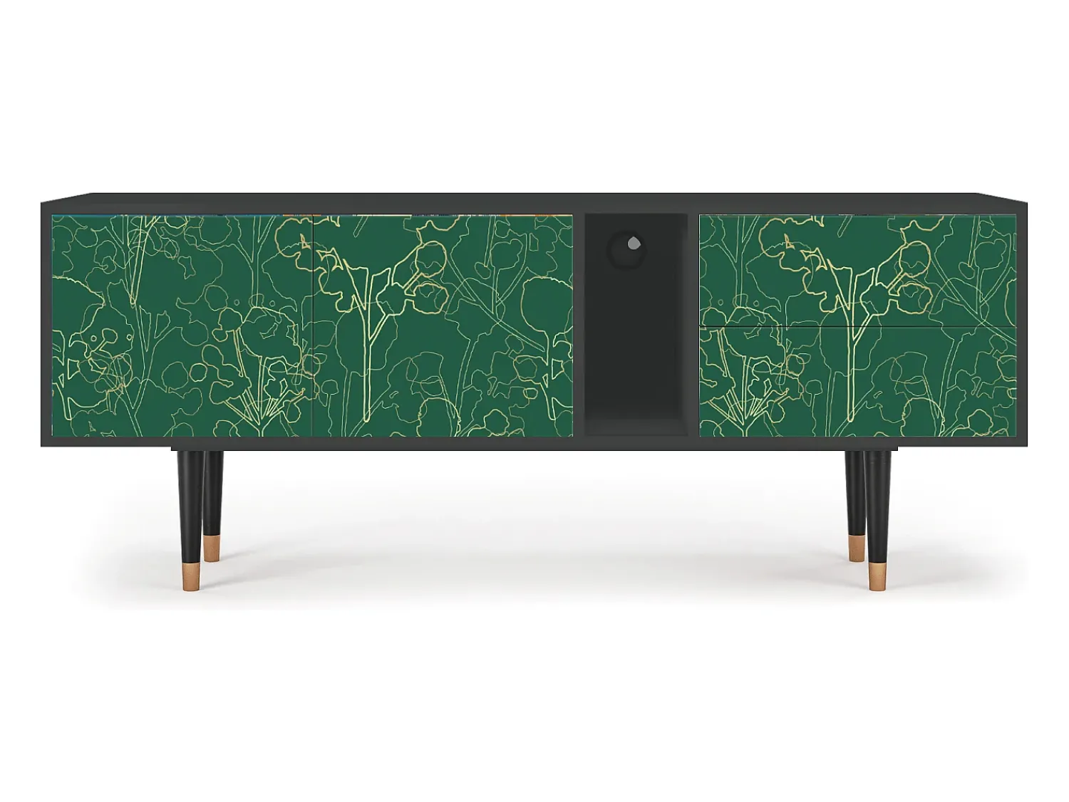Móvel De Tv| Mueble de TV - 170х69х48 cm - T1 - Emerald Forest, Antracite Cinza antracite