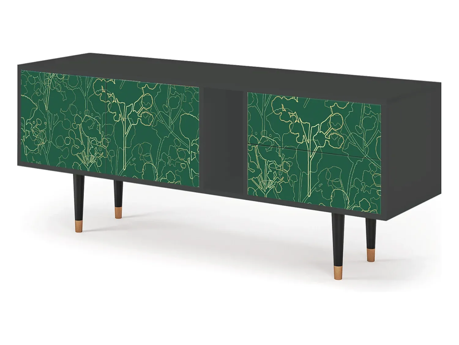 Móvel De Tv| Mueble de TV - 170х69х48 cm - T1 - Emerald Forest, Antracite Cinza antracite