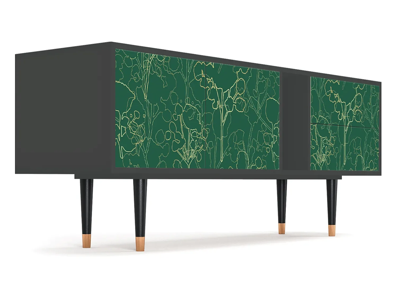 Móvel De Tv| Mueble de TV - 170х69х48 cm - T1 - Emerald Forest, Antracite Cinza antracite