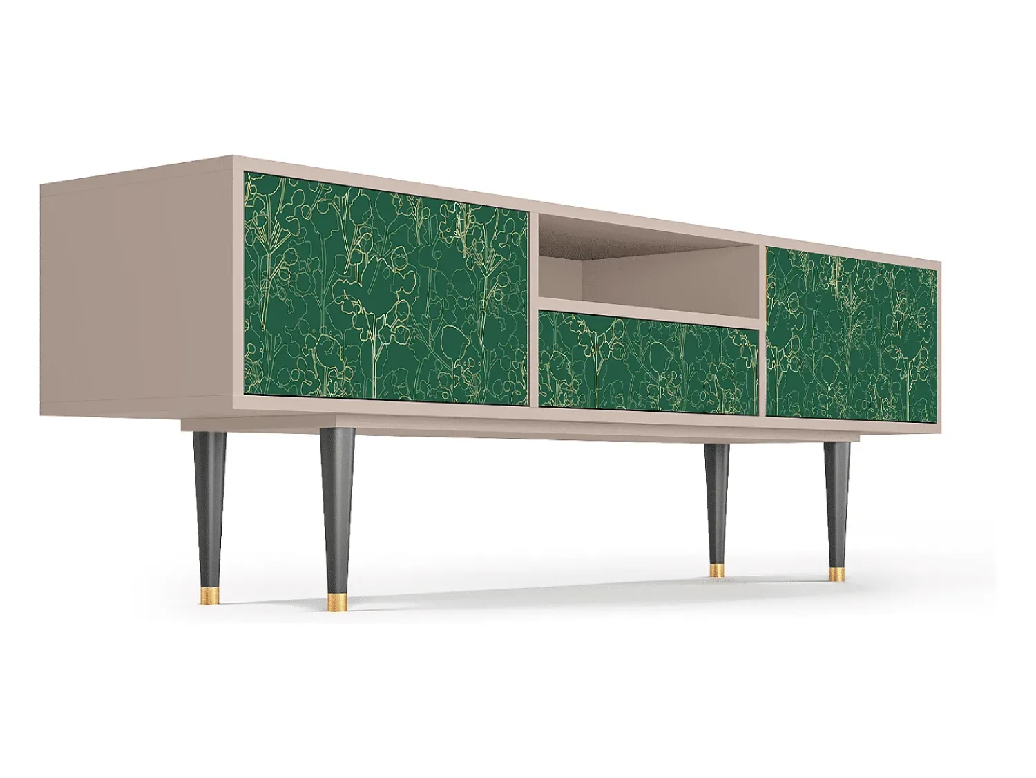 Móvel De Tv| Mueble de TV - 170х59х41 cm - T6 - Emerald Forest, Latte Bege