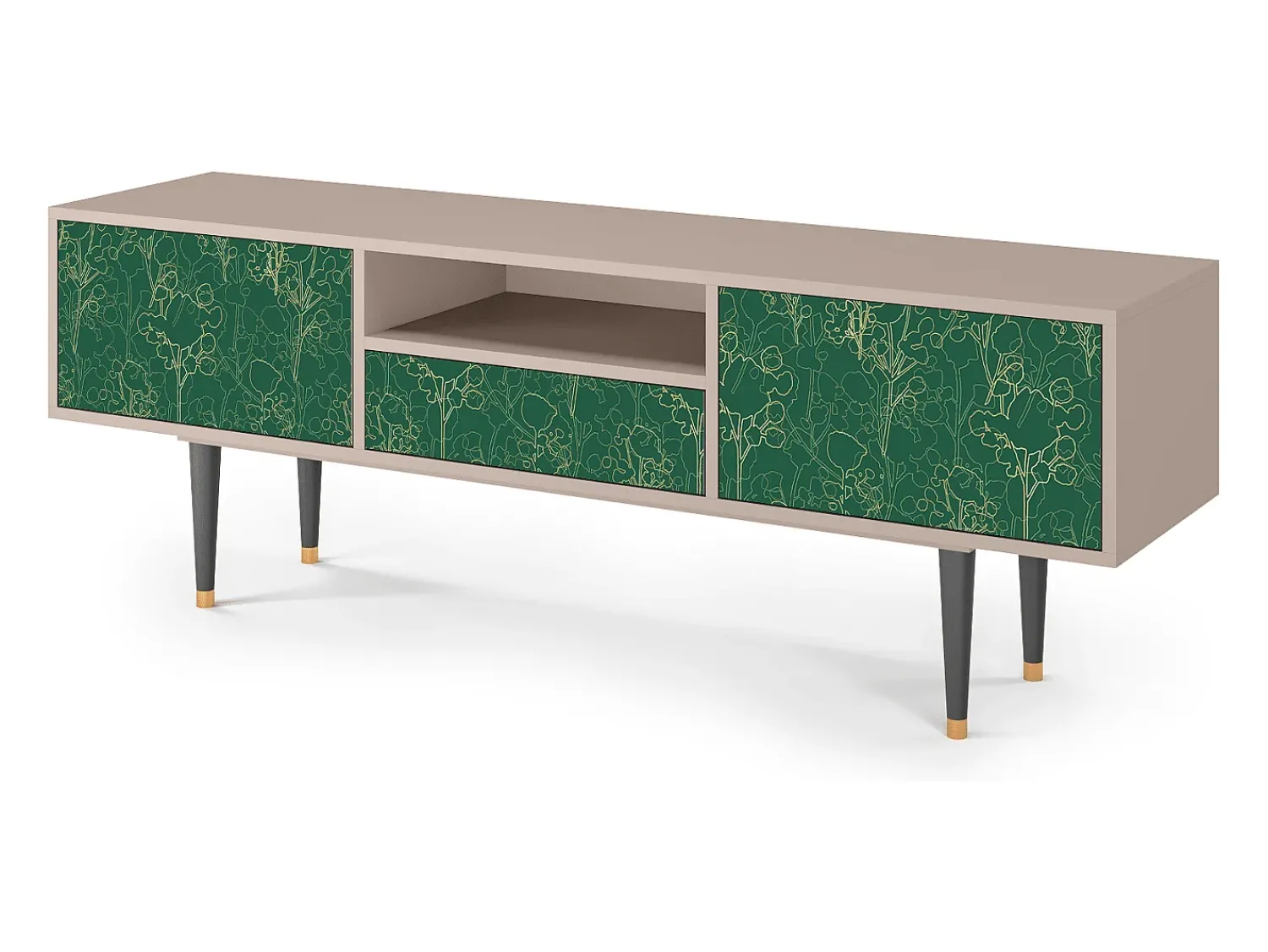Móvel De Tv| Mueble de TV - 170х59х41 cm - T6 - Emerald Forest, Latte Bege