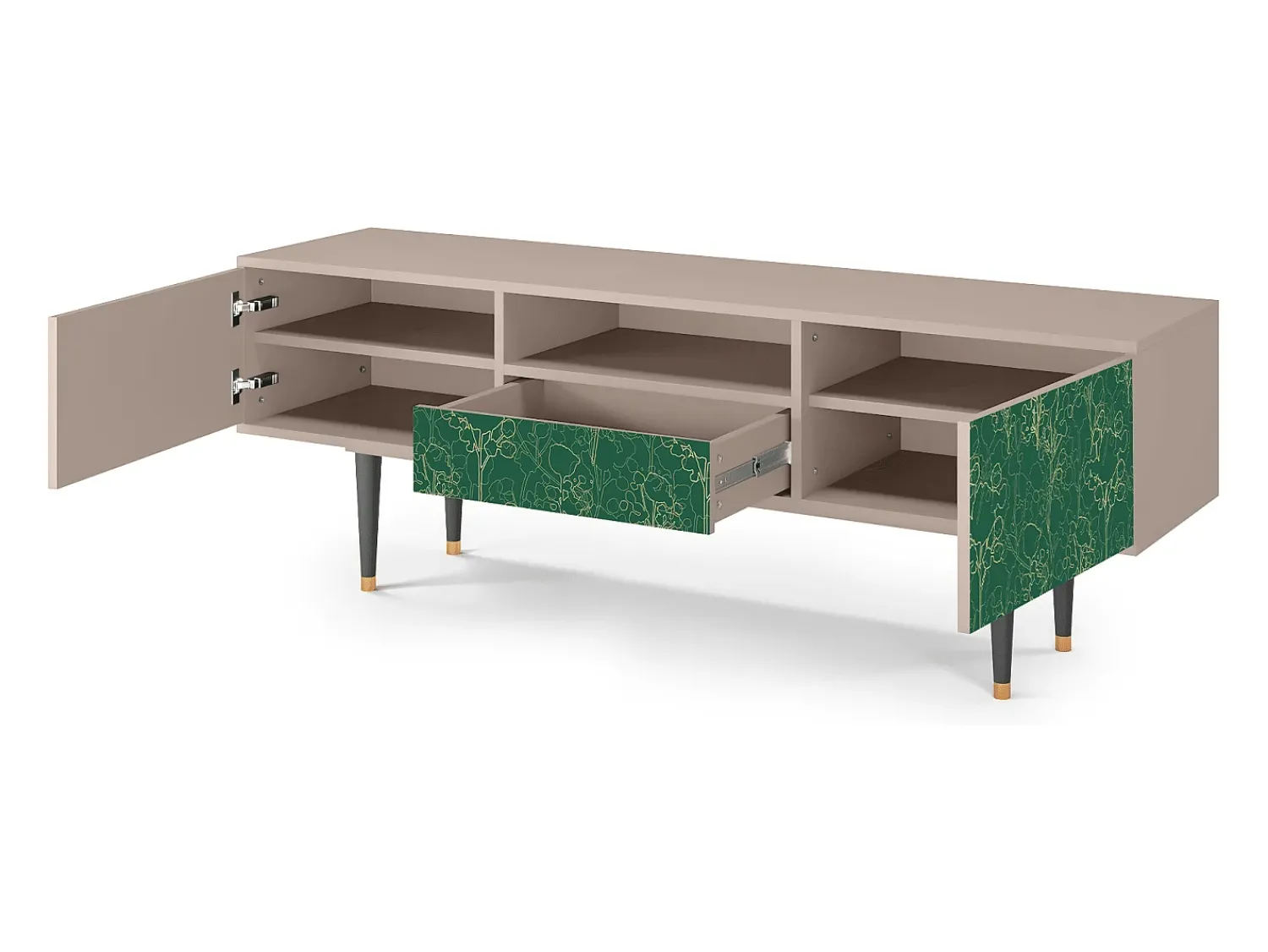 Móvel De Tv| Mueble de TV - 170х59х41 cm - T6 - Emerald Forest, Latte Bege