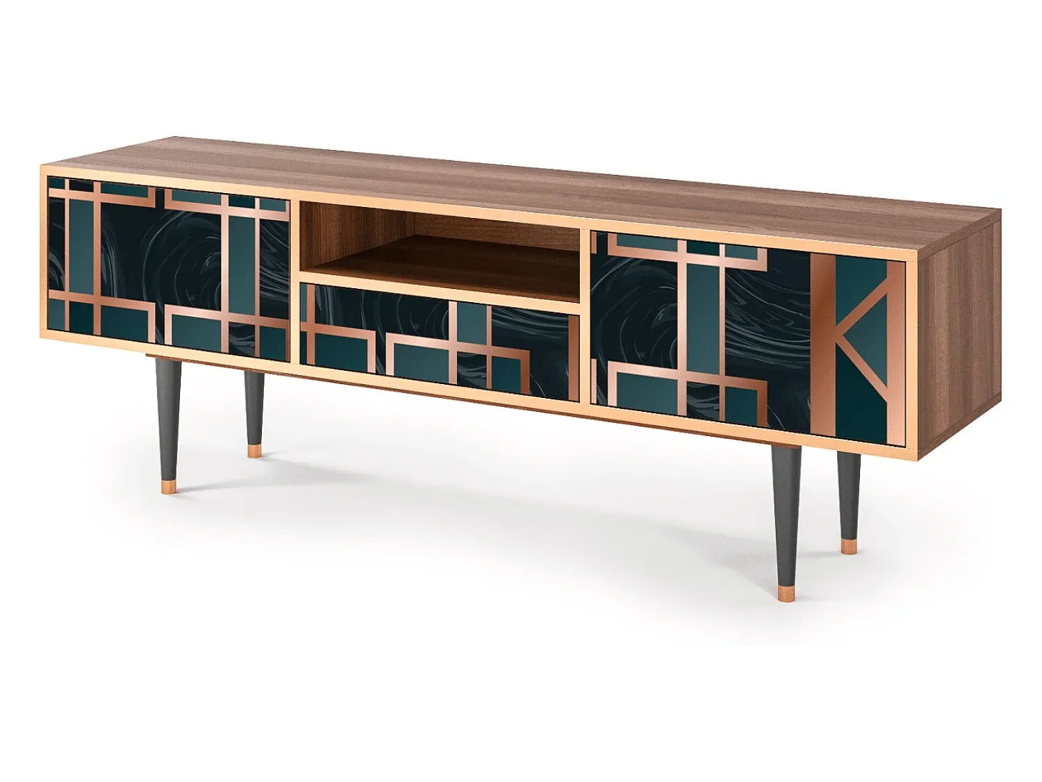 Móvel De Tv| Mueble de TV - 170х59х41 cm - T6 - Emerald Metro, Nogueira Castanho