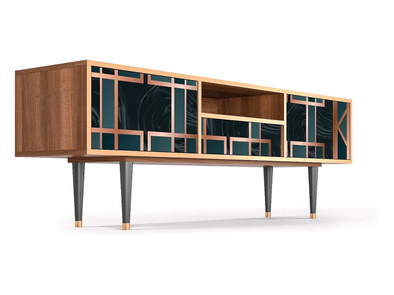 Móvel De Tv| Mueble de TV - 170х59х41 cm - T6 - Emerald Metro, Nogueira Castanho