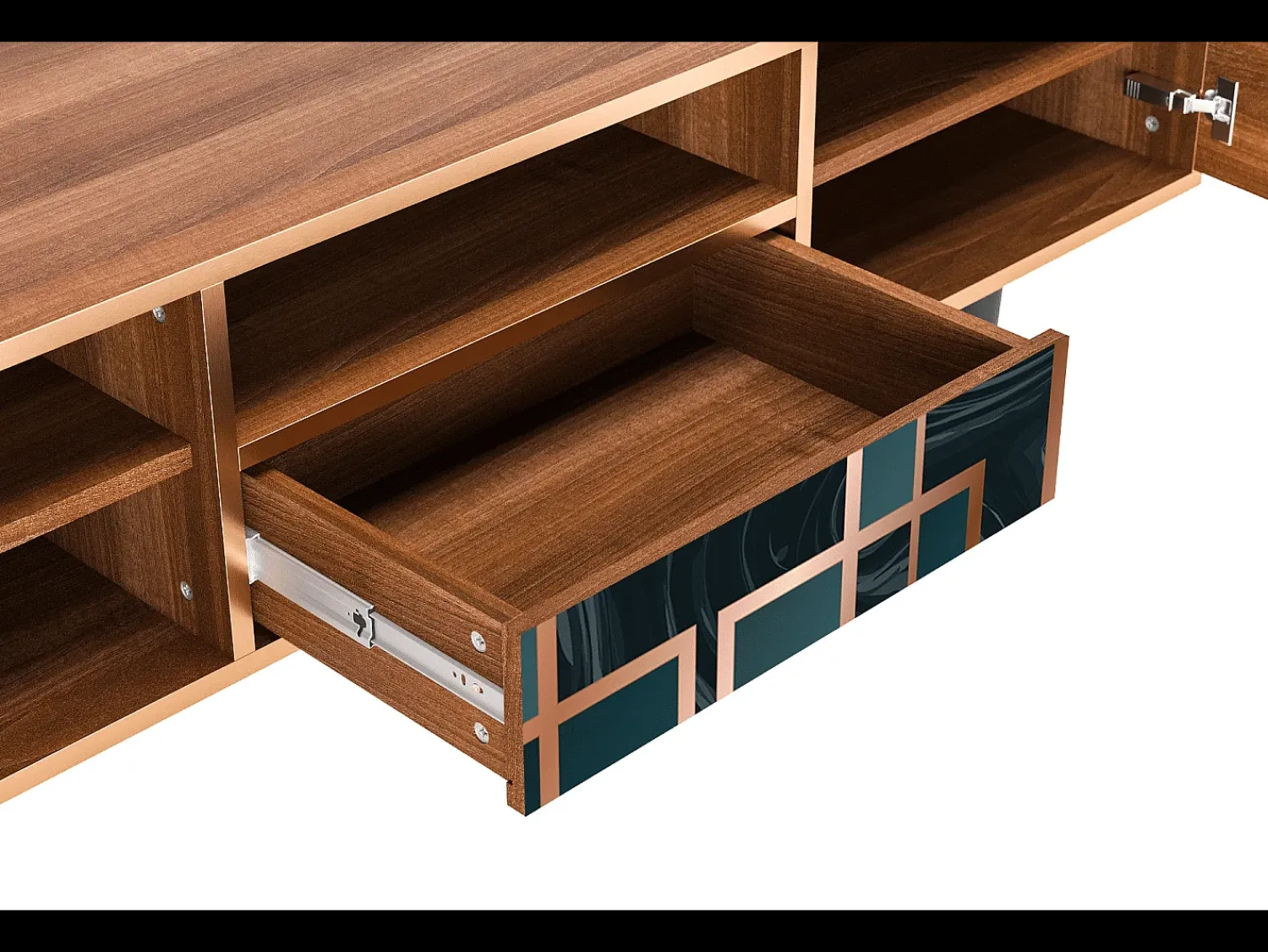 Móvel De Tv| Mueble de TV - 170х59х41 cm - T6 - Emerald Metro, Nogueira Castanho