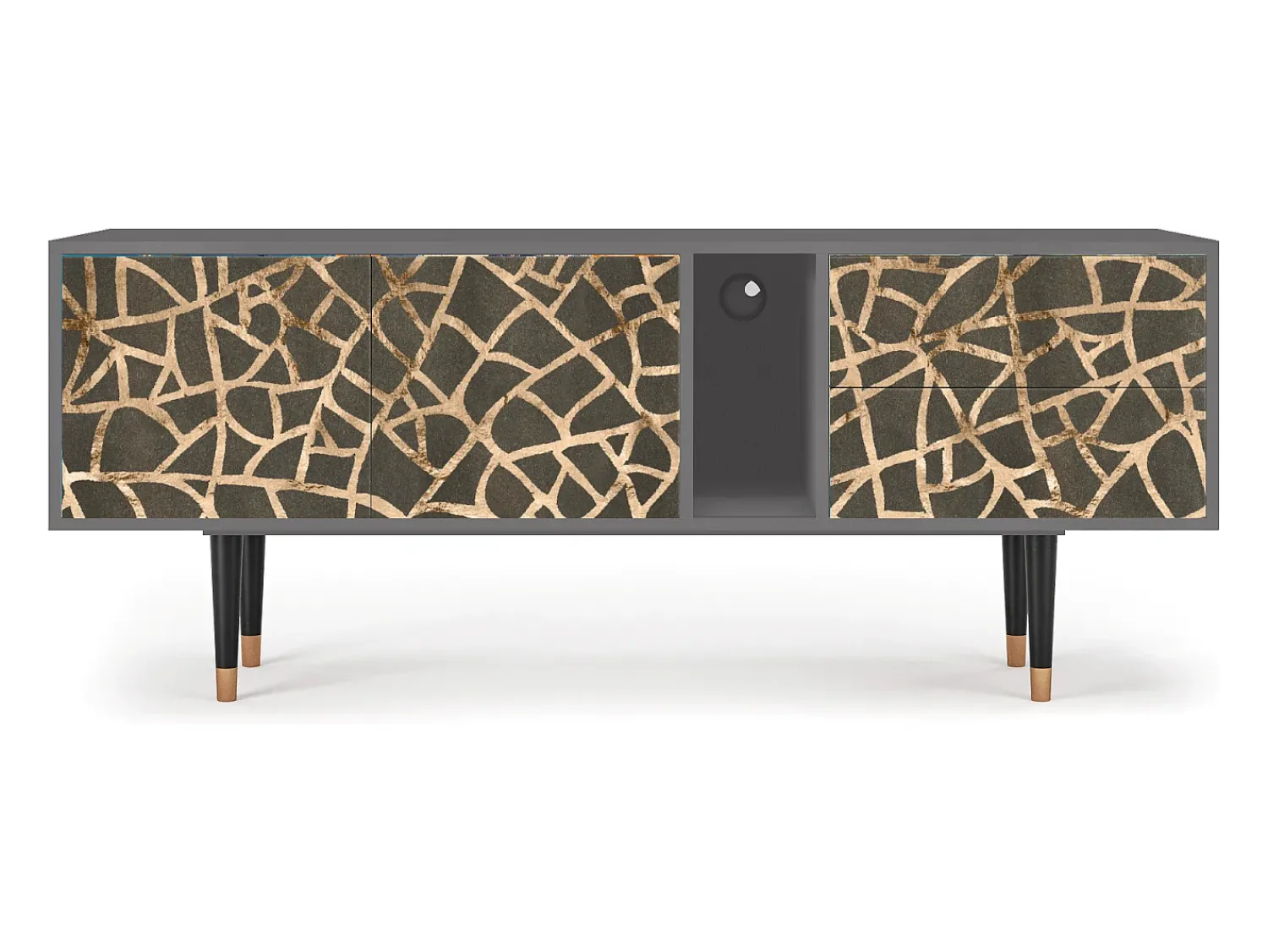 Móvel De Tv| Mueble de TV - 170х69х48 cm - T1 - Enlarged Leaf, Cinza Cinzento
