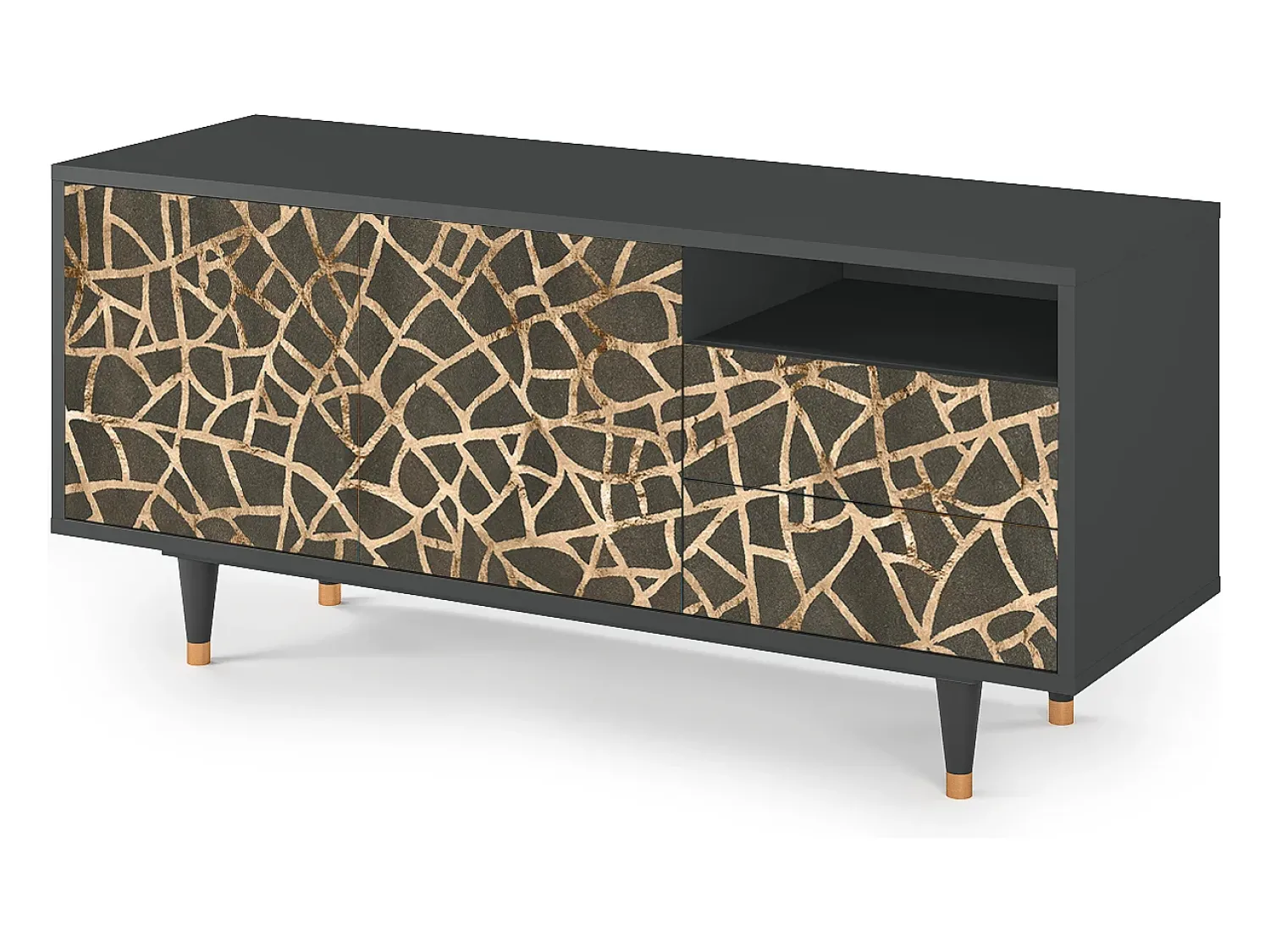 Móvel De Tv* Mueble de TV - 125х56х41 cm - T7 - Enlarged Leaf, Antracite Cinza antracite