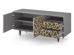Móvel De Tv| Mueble de TV - 125х56х41 cm - T7 - Enlarged Leaf, Cinza Cinzento