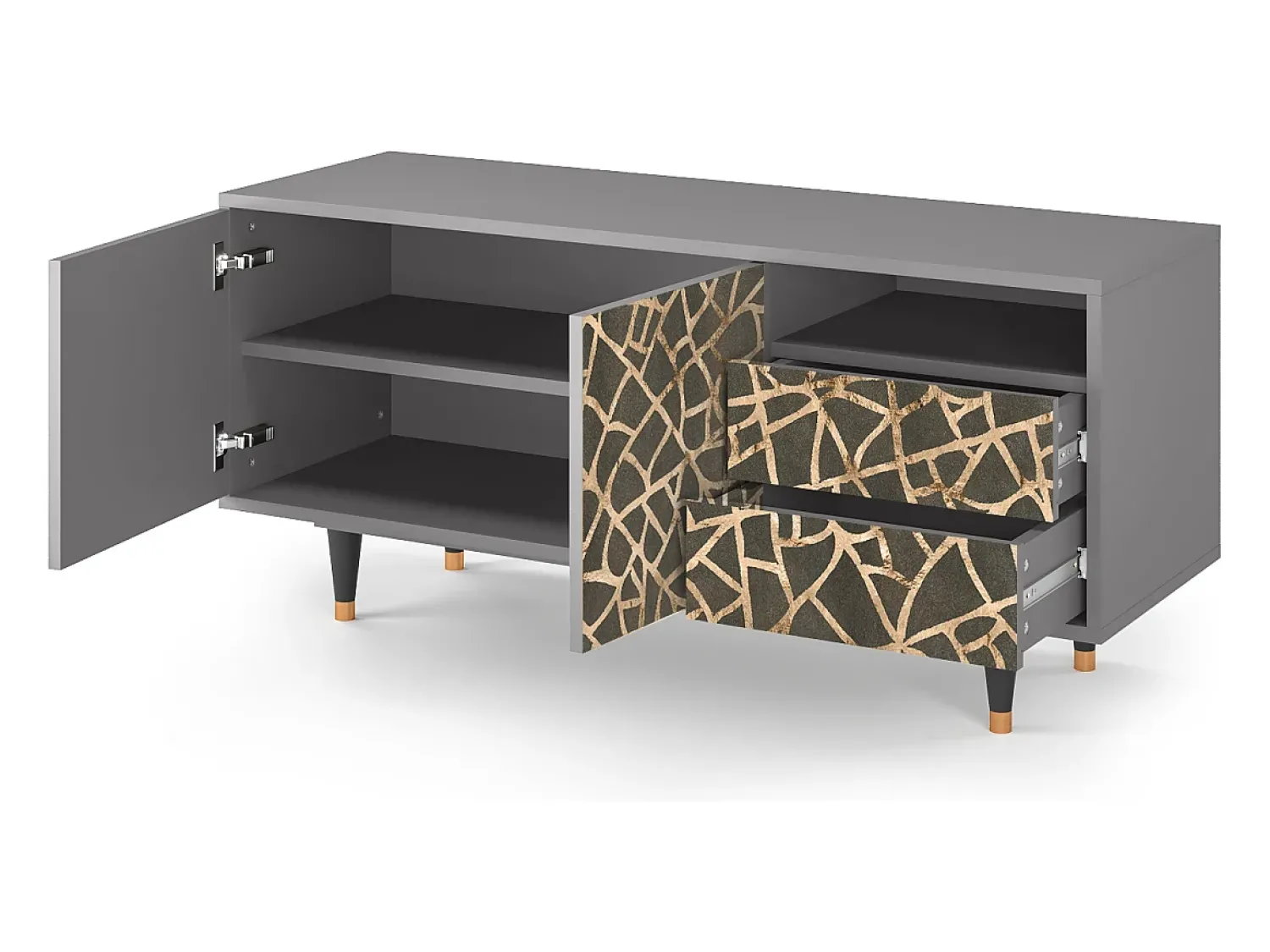 Móvel De Tv| Mueble de TV - 125х56х41 cm - T7 - Enlarged Leaf, Cinza Cinzento