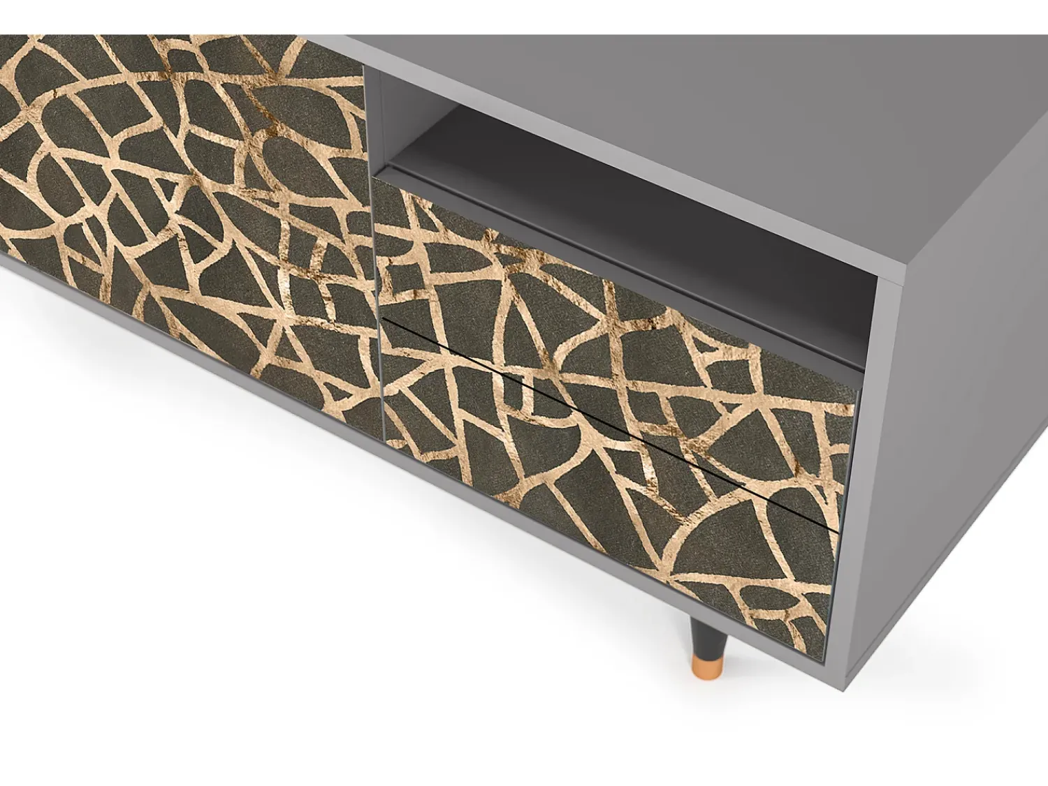 Móvel De Tv| Mueble de TV - 125х56х41 cm - T7 - Enlarged Leaf, Cinza Cinzento