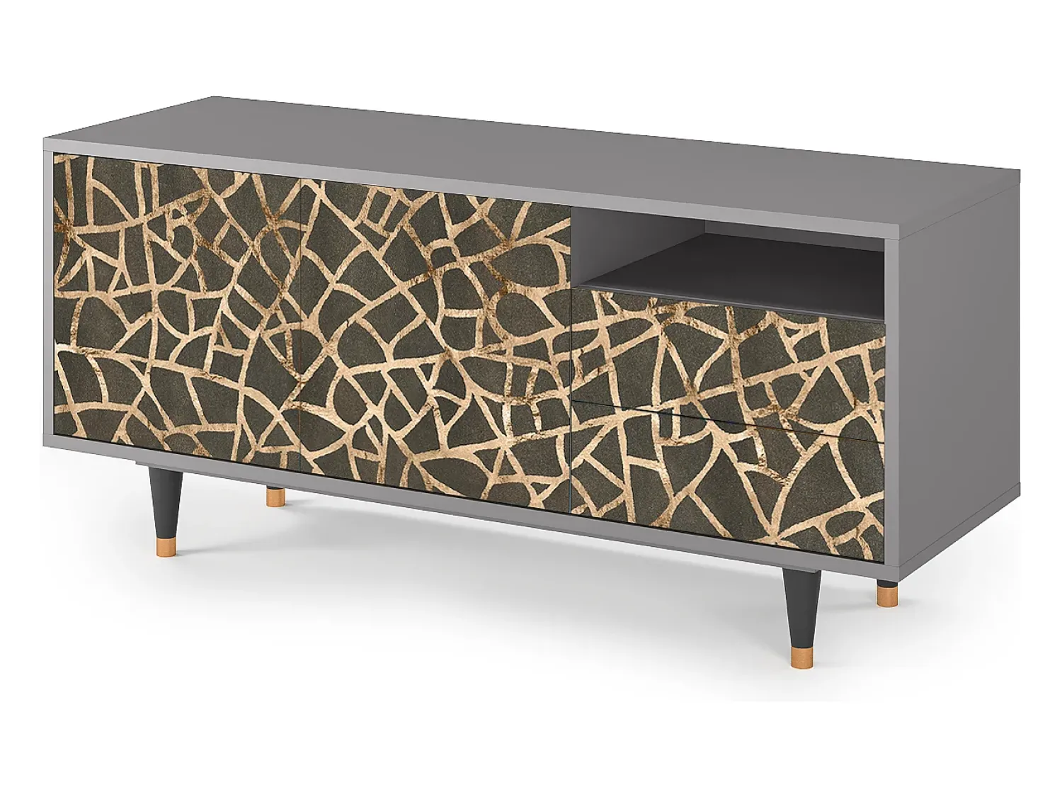 Móvel De Tv| Mueble de TV - 125х56х41 cm - T7 - Enlarged Leaf, Cinza Cinzento