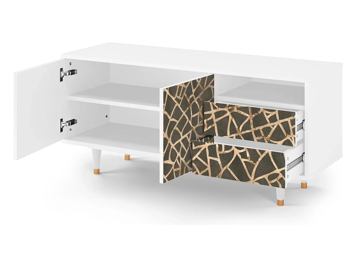 Hot Mueble de TV - 125х56х41 cm - T7 - Enlarged Leaf, Branco Bege