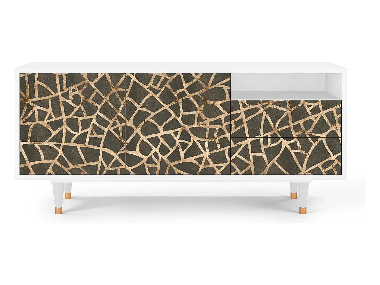 Hot Mueble de TV - 125х56х41 cm - T7 - Enlarged Leaf, Branco Bege