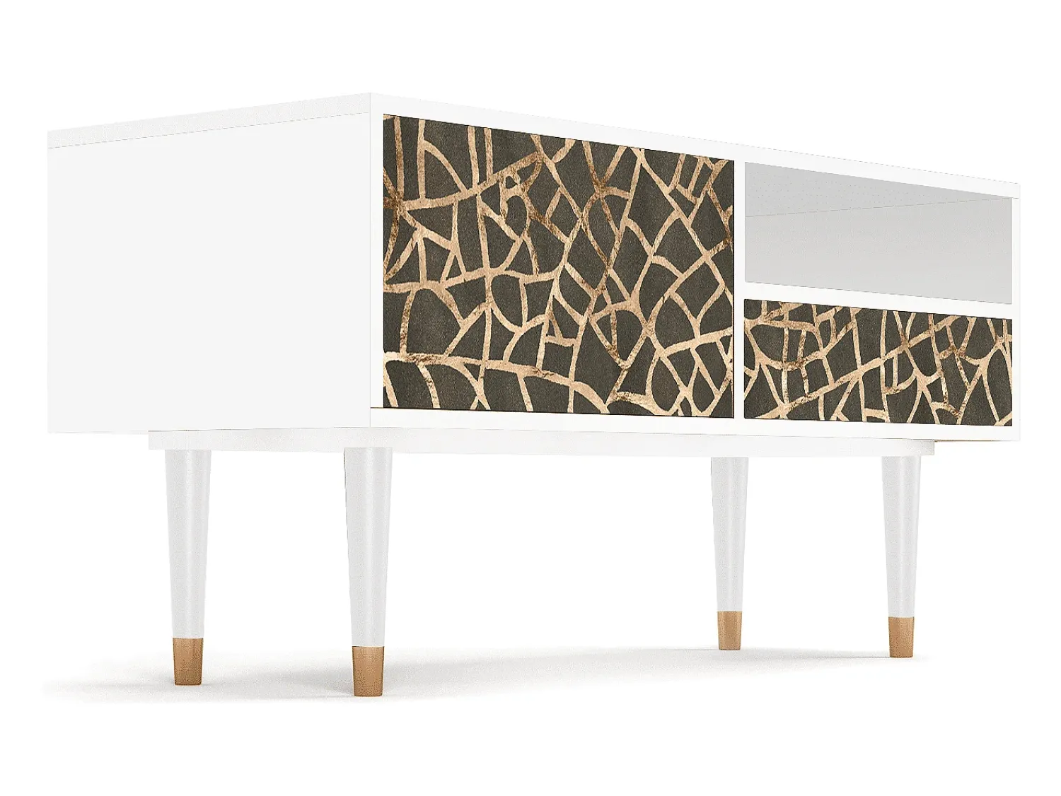 Mueble de TV - 115х59х48 cm - T3 - Enlarged Leaf, Branco^ Móvel De Tv