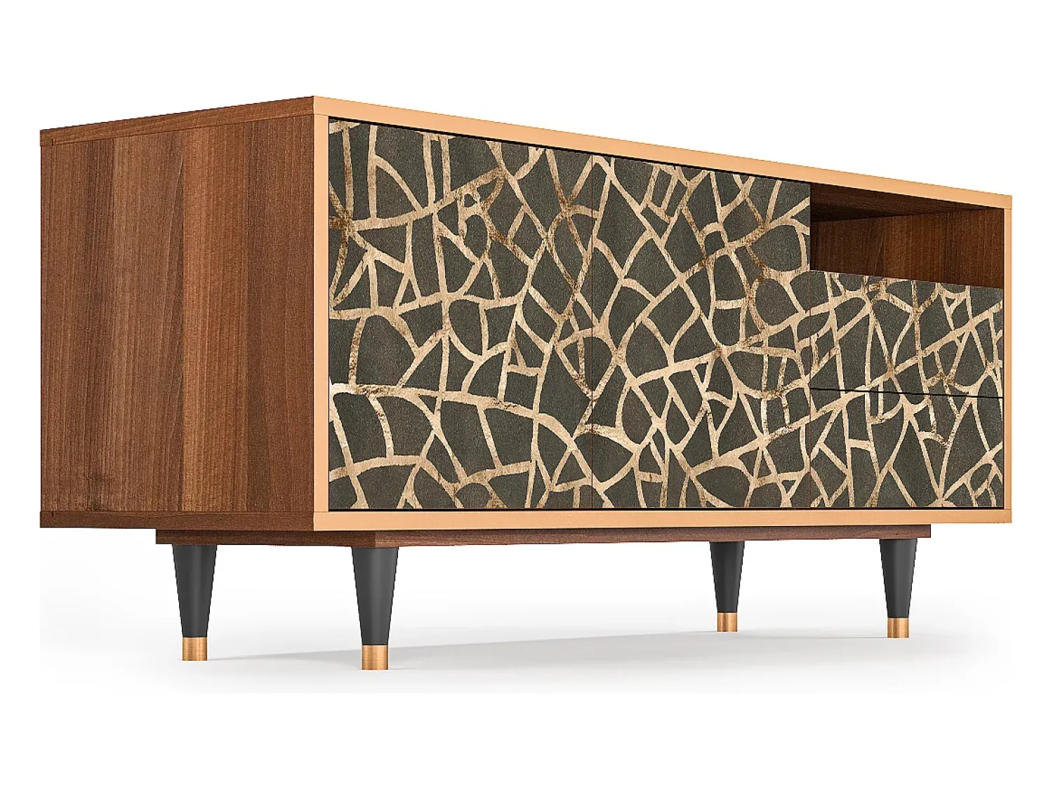 Mueble de TV - 125х56х41 cm - T7 - Enlarged Leaf, Nogueira^ Móvel De Tv