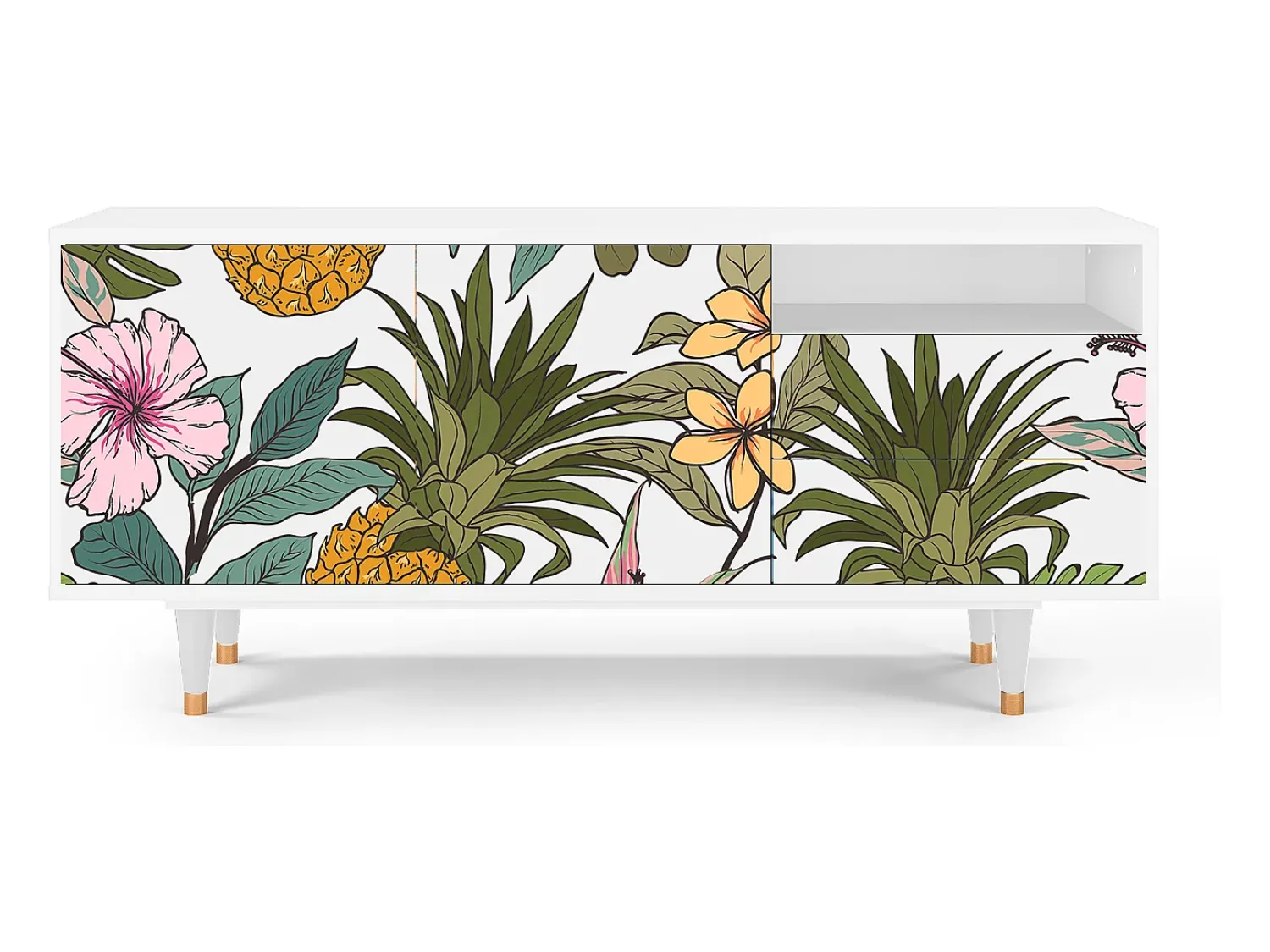 Mueble de TV - 125х56х41 cm - T7 - Estival Fruit, Branco^ Móvel De Tv
