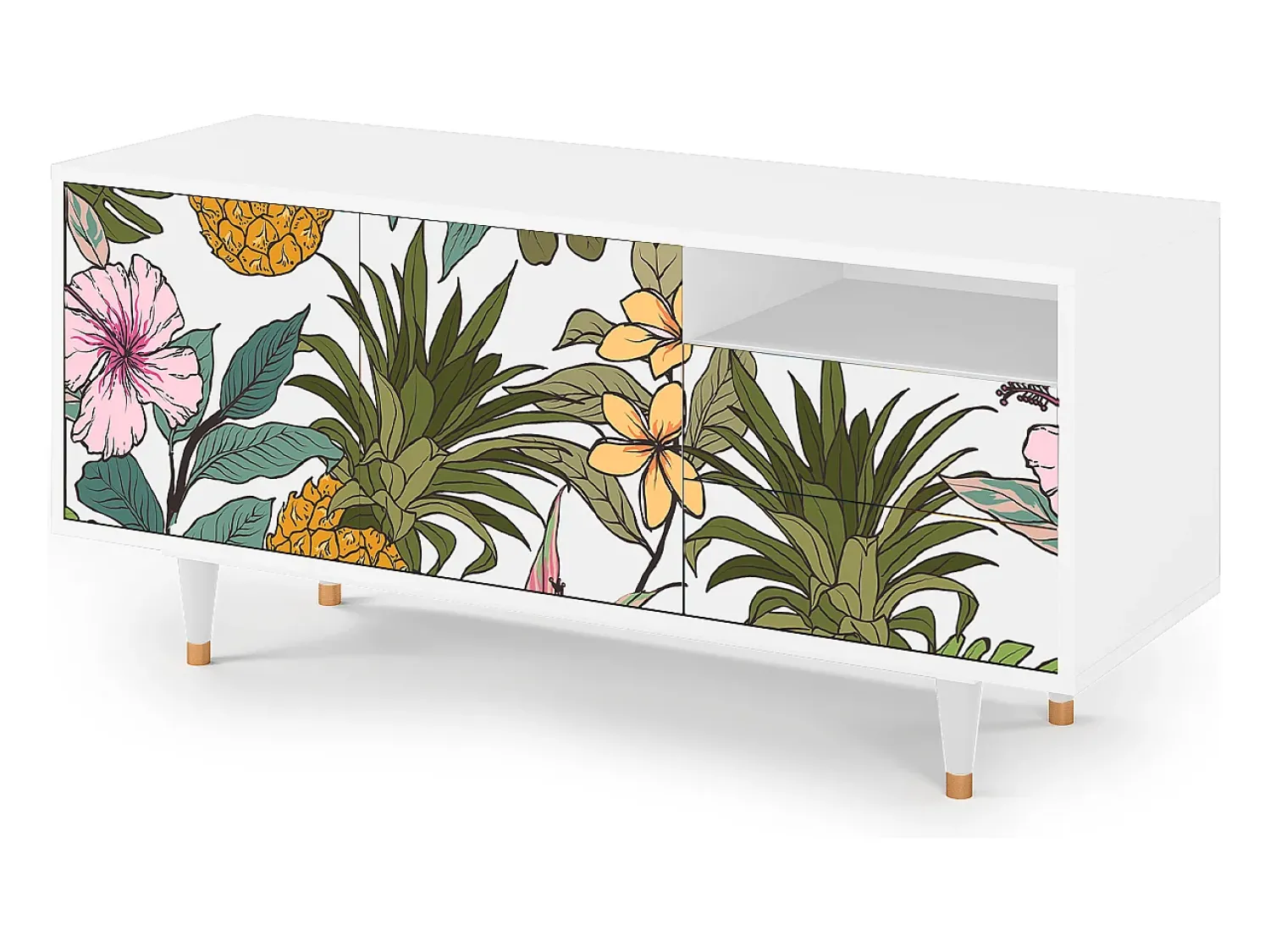 Mueble de TV - 125х56х41 cm - T7 - Estival Fruit, Branco^ Móvel De Tv