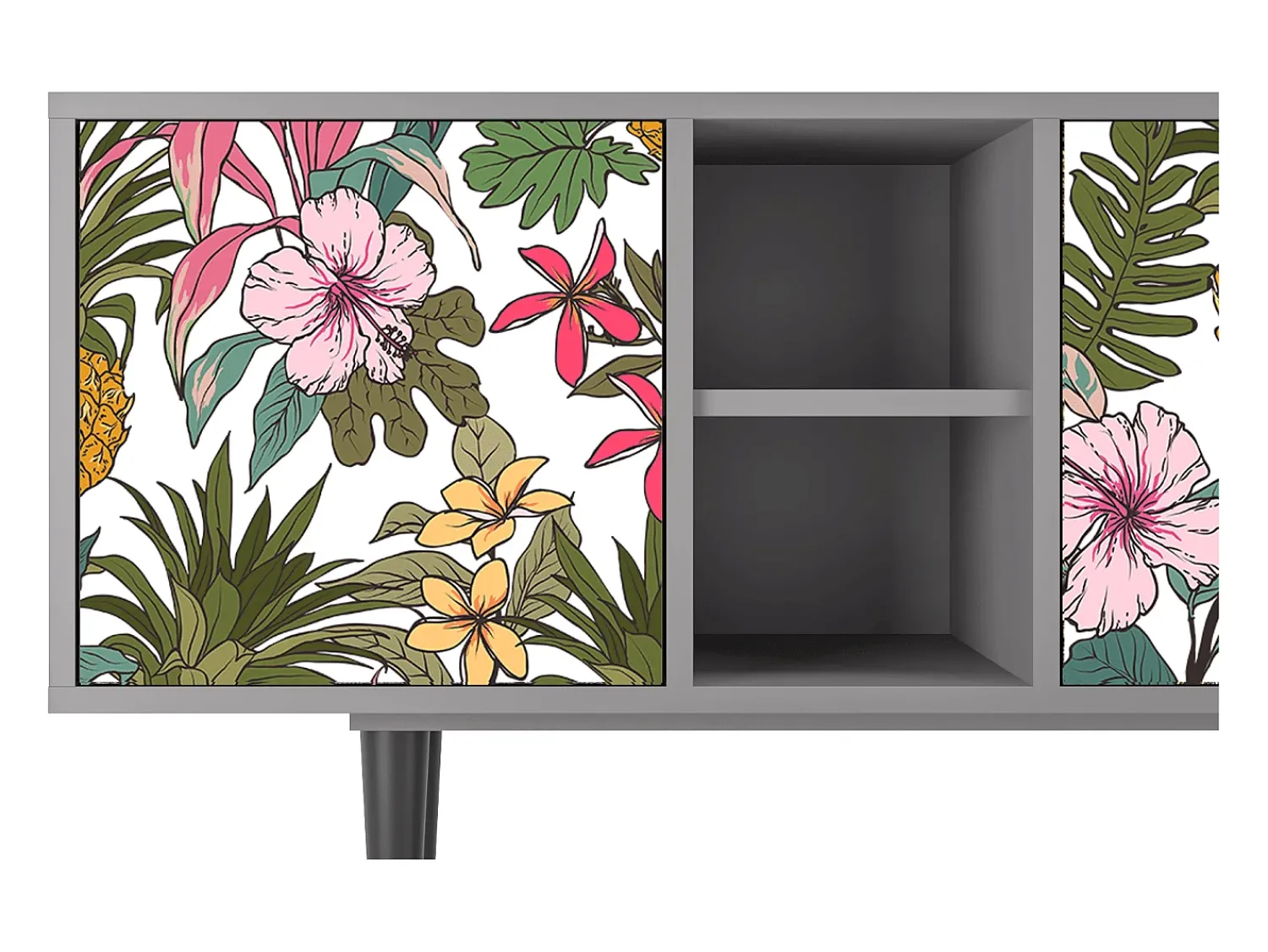 Móvel De Tv* Mueble de TV - 150х69х41 cm - T5 - Estival Fruit, Cinza Cinzento