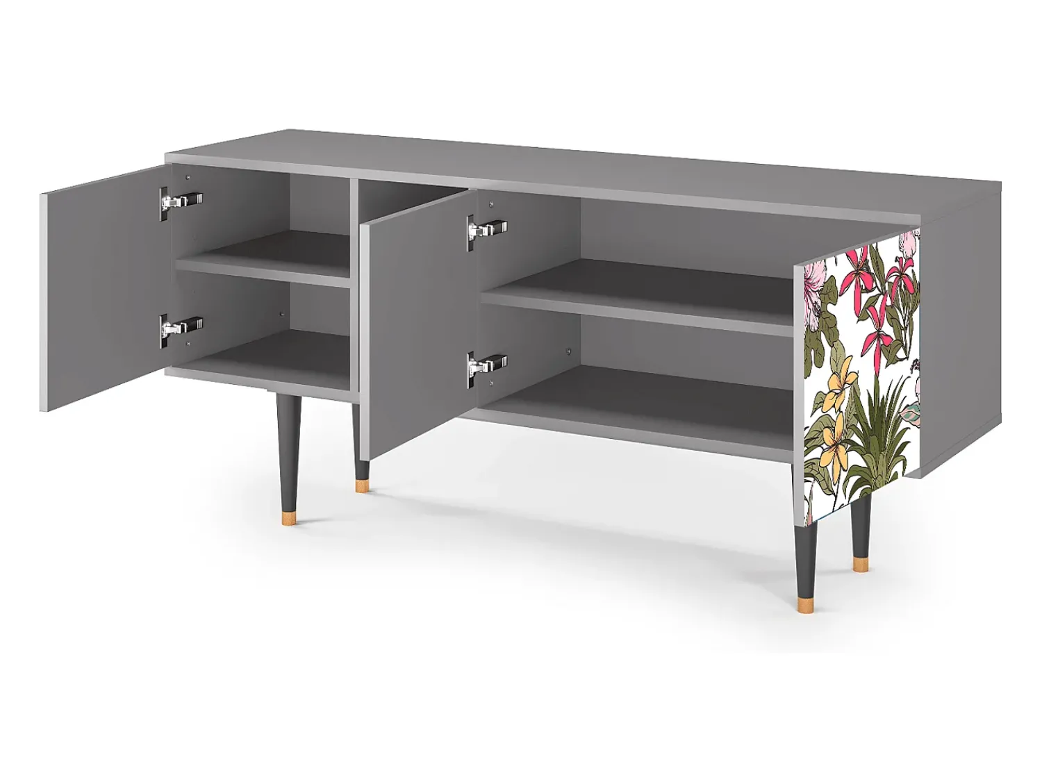 Móvel De Tv* Mueble de TV - 150х69х41 cm - T5 - Estival Fruit, Cinza Cinzento