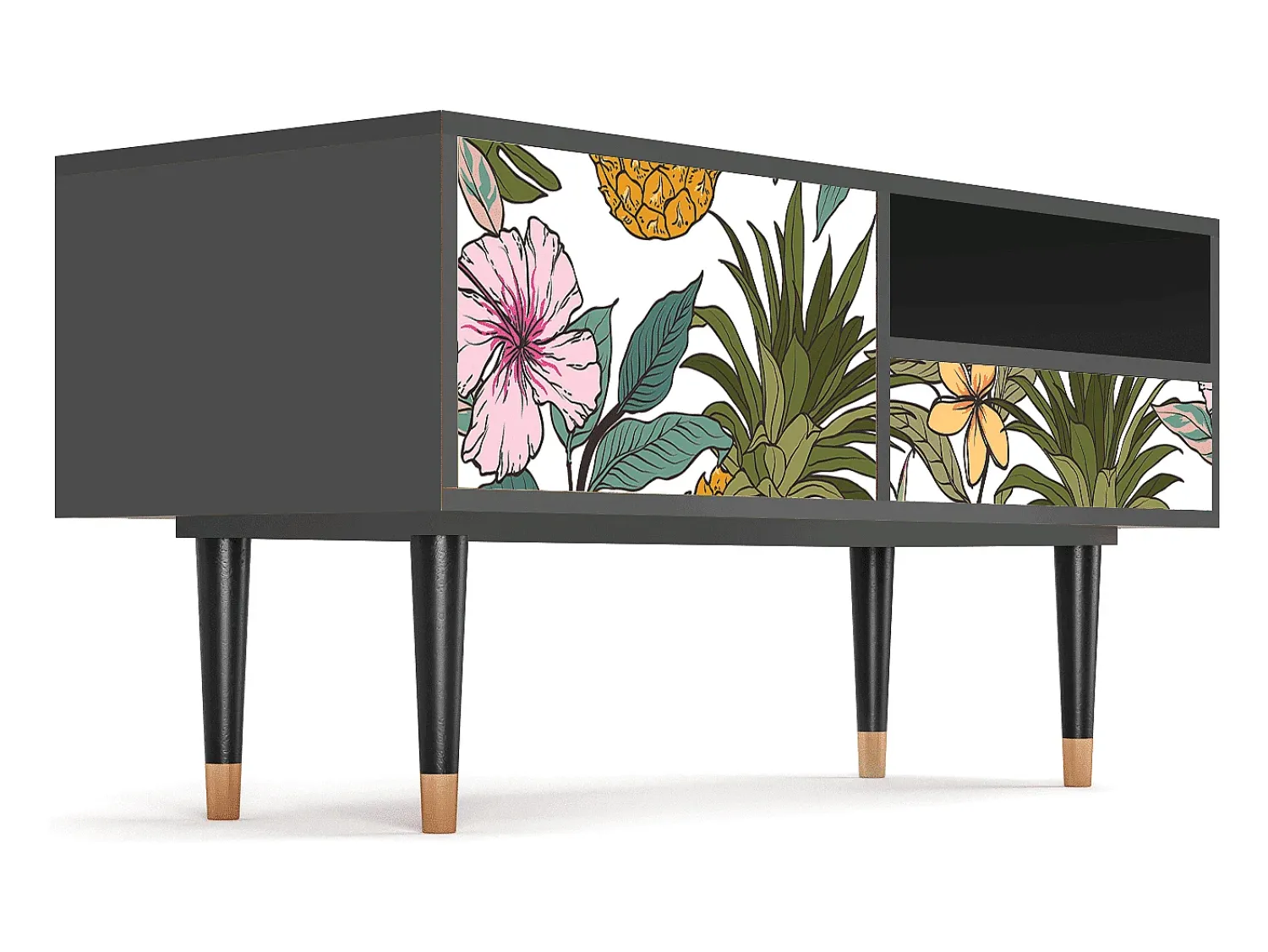 Móvel De Tv* Mueble de TV - 115х59х48 cm - T3 - Estival Fruit, Antracite Cinza antracite
