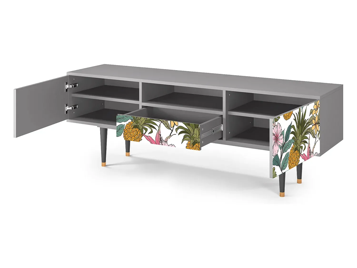 Móvel De Tv* Mueble de TV - 170х59х41 cm - T6 - Estival Fruit, Cinza Cinzento