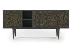 Móvel De Tv| Mueble de TV - 150х69х41 cm - T5 - Fall Of The Leaves, Antracite Cinza antracite