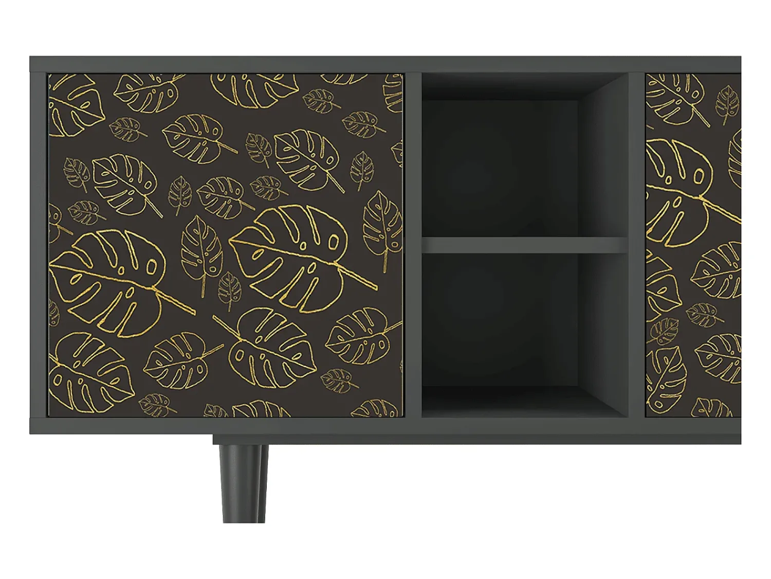 Móvel De Tv| Mueble de TV - 150х69х41 cm - T5 - Fall Of The Leaves, Antracite Cinza antracite