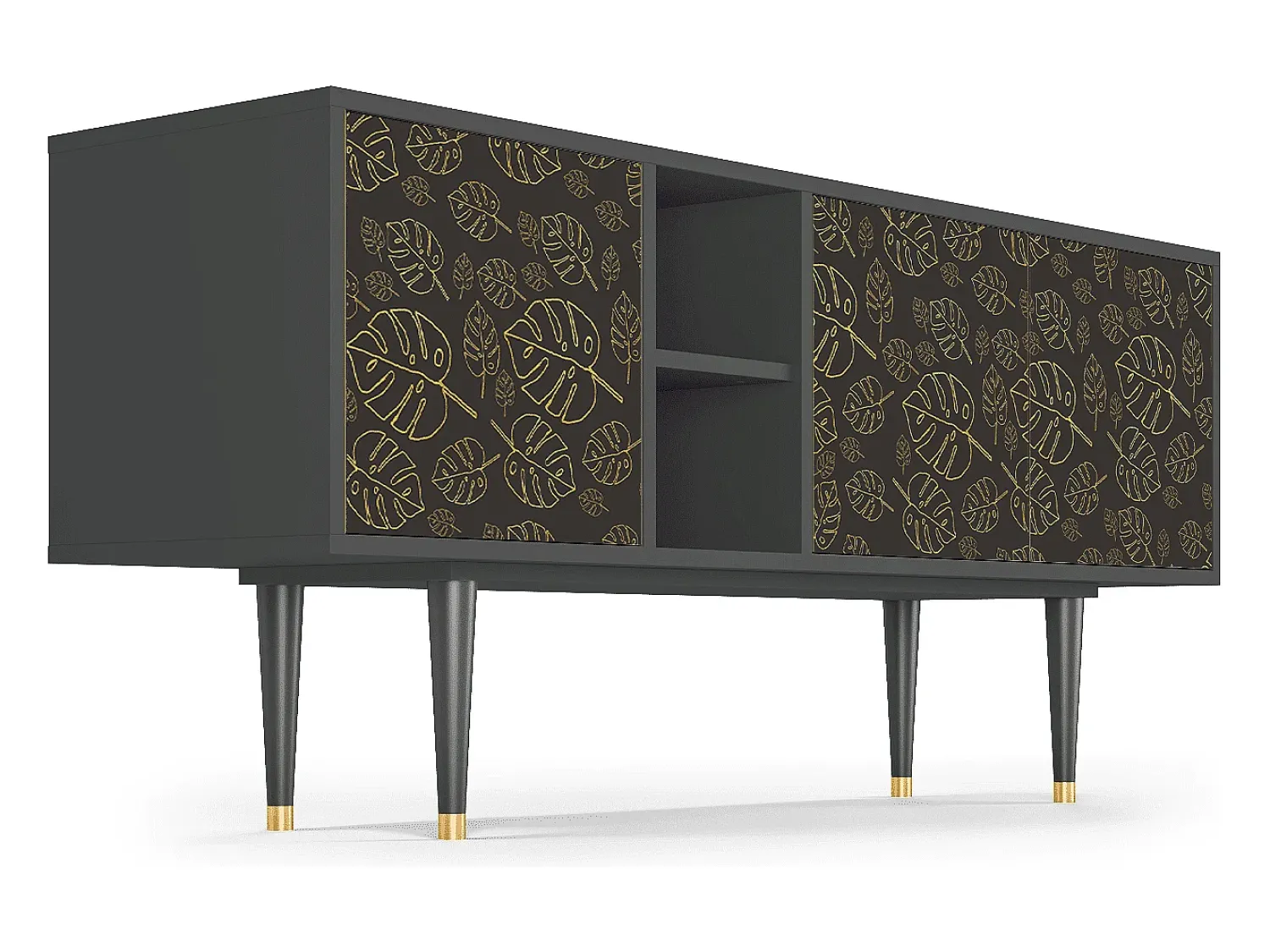 Móvel De Tv| Mueble de TV - 150х69х41 cm - T5 - Fall Of The Leaves, Antracite Cinza antracite