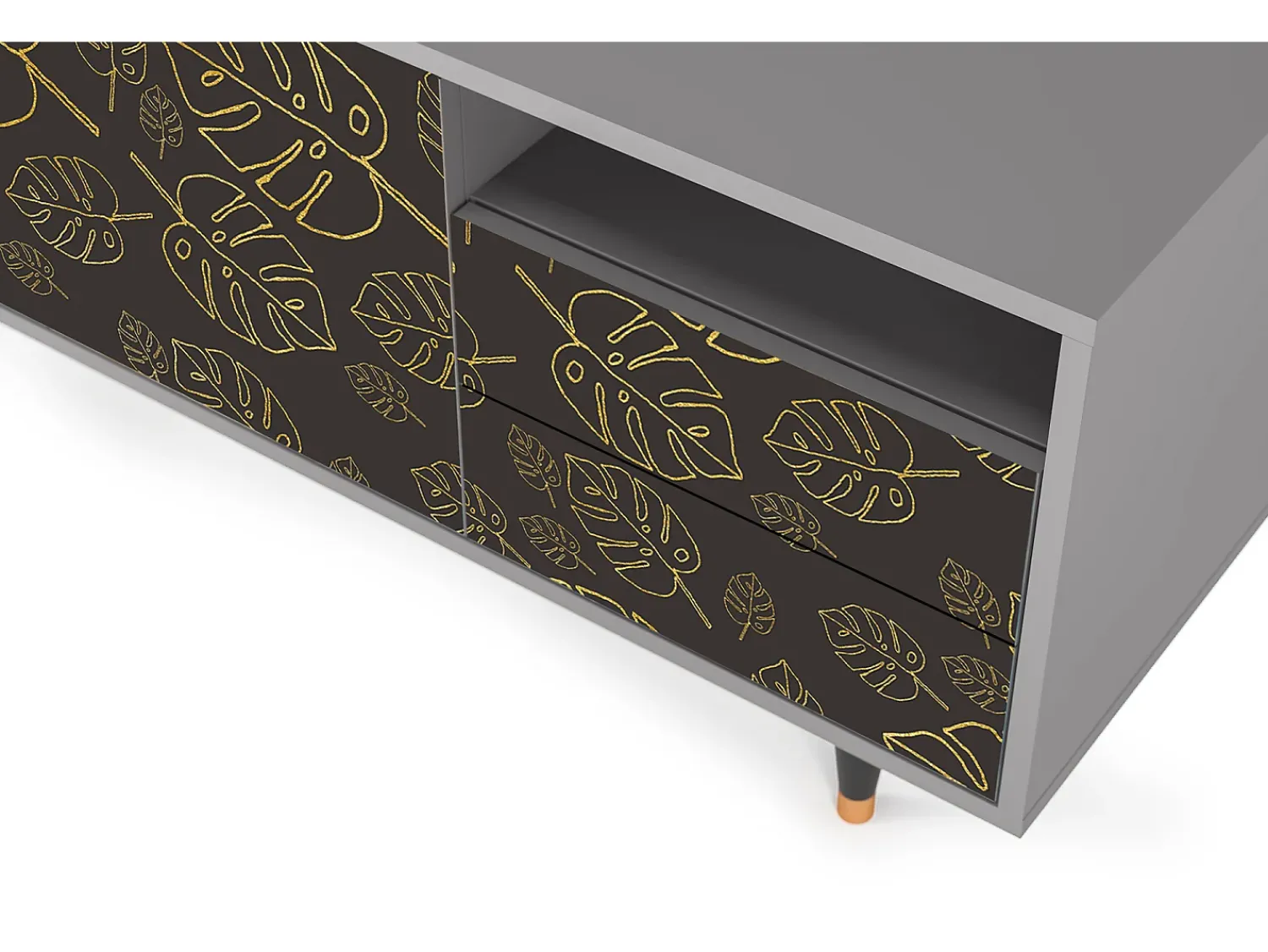 Hot Mueble de TV - 125х56х41 cm - T7 - Fall Of The Leaves, Cinza Cinzento