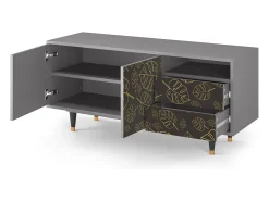 Hot Mueble de TV - 125х56х41 cm - T7 - Fall Of The Leaves, Cinza Cinzento