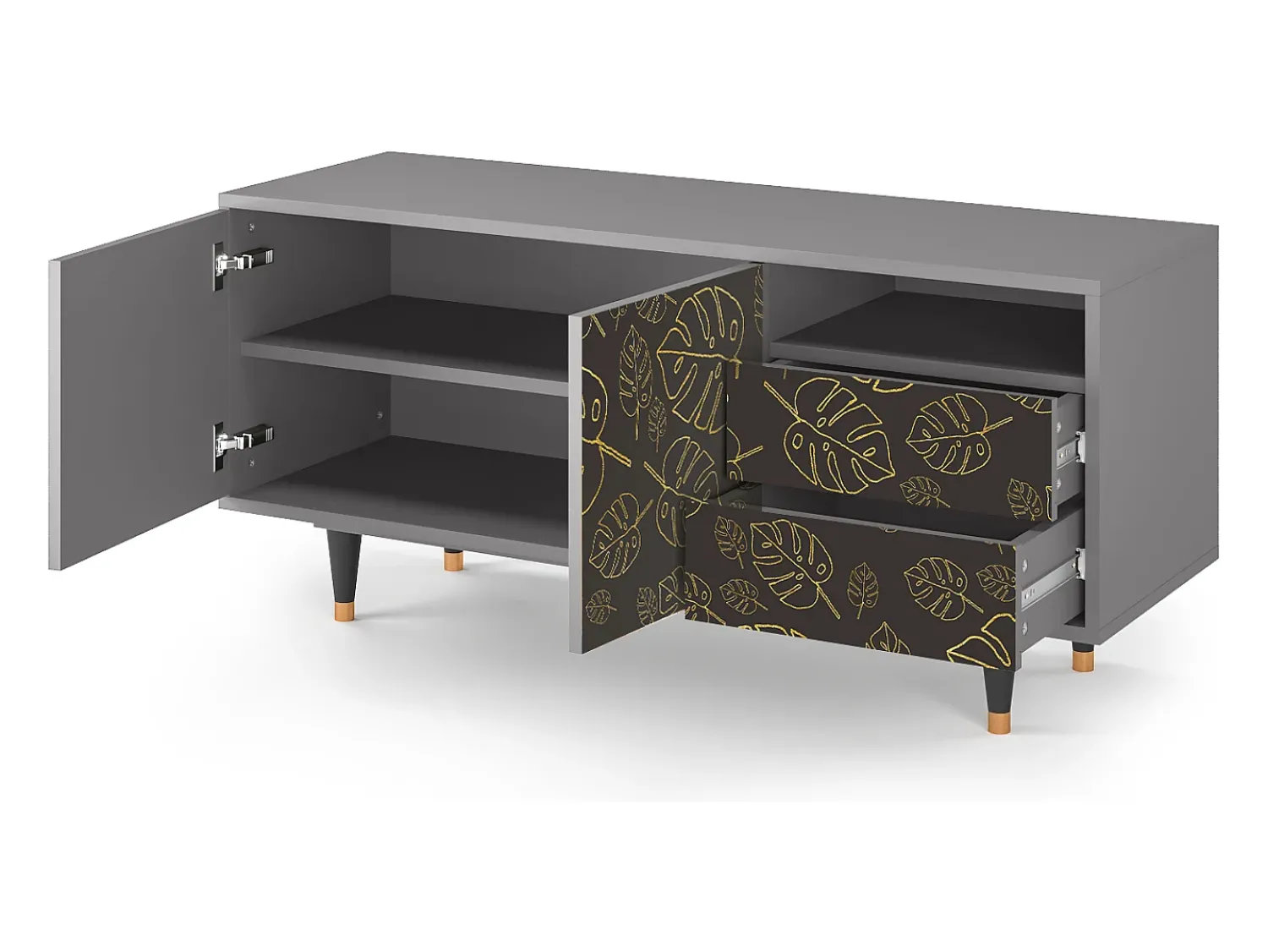 Hot Mueble de TV - 125х56х41 cm - T7 - Fall Of The Leaves, Cinza Cinzento