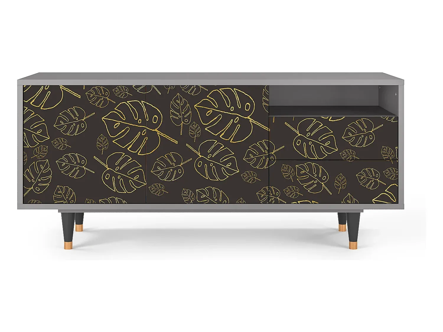 Hot Mueble de TV - 125х56х41 cm - T7 - Fall Of The Leaves, Cinza Cinzento