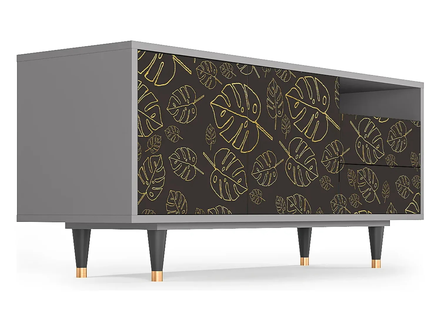 Hot Mueble de TV - 125х56х41 cm - T7 - Fall Of The Leaves, Cinza Cinzento