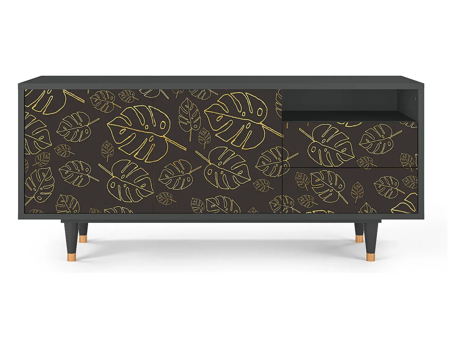 Móvel De Tv* Mueble de TV - 125х56х41 cm - T7 - Fall Of The Leaves, Antracite Cinza antracite