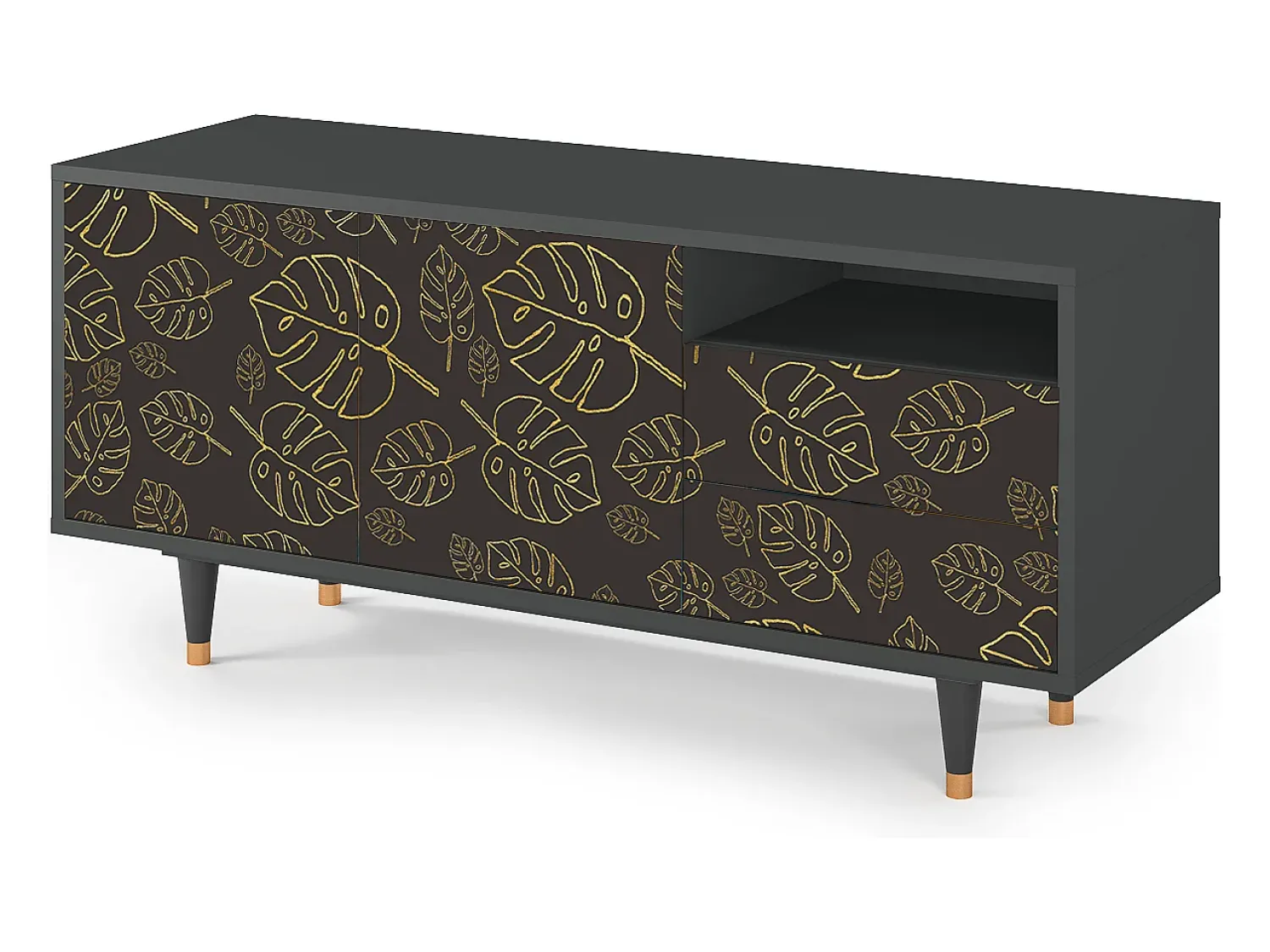 Móvel De Tv* Mueble de TV - 125х56х41 cm - T7 - Fall Of The Leaves, Antracite Cinza antracite