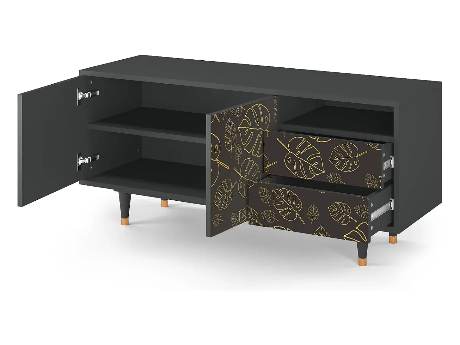 Móvel De Tv* Mueble de TV - 125х56х41 cm - T7 - Fall Of The Leaves, Antracite Cinza antracite